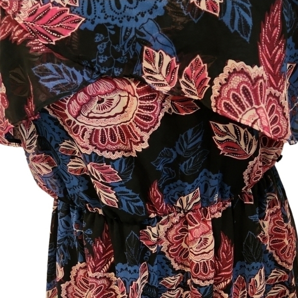 𝅺IZ Byer Floral Halter Keyhole Back Side Slit Maxi Dress - Picture 5 of 7